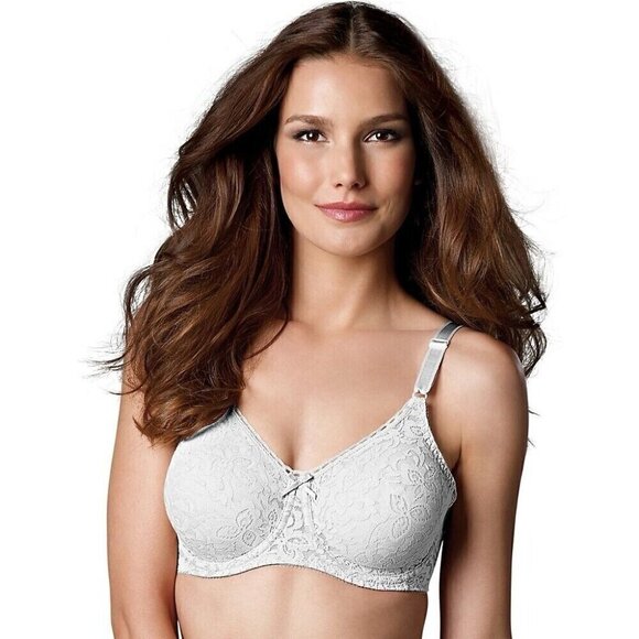 Bali 38D Lace Smooth Underwire Bra White Floral Lined Stretch Full Coverage 3432 - Picture 4 of 9